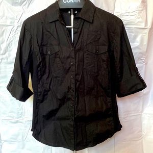 Harve Benard Juniors XL black short sleeved button up shirt